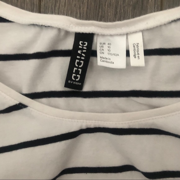 H&M Divided Basic T in White/Black Stripes sz 10 - Picture 2 of 2
